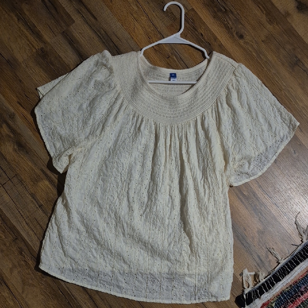 Old Navy Cream Textured Blouse